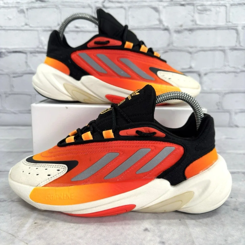 Adidas Originals Ozelia Boys Size 4.5 Sneakers Orange Black Matte Silver‎ H04720